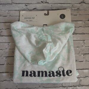 Grayson Pup Mint Green Tie Dye “Namaste” Hooded Dog Shirt Size L NWT